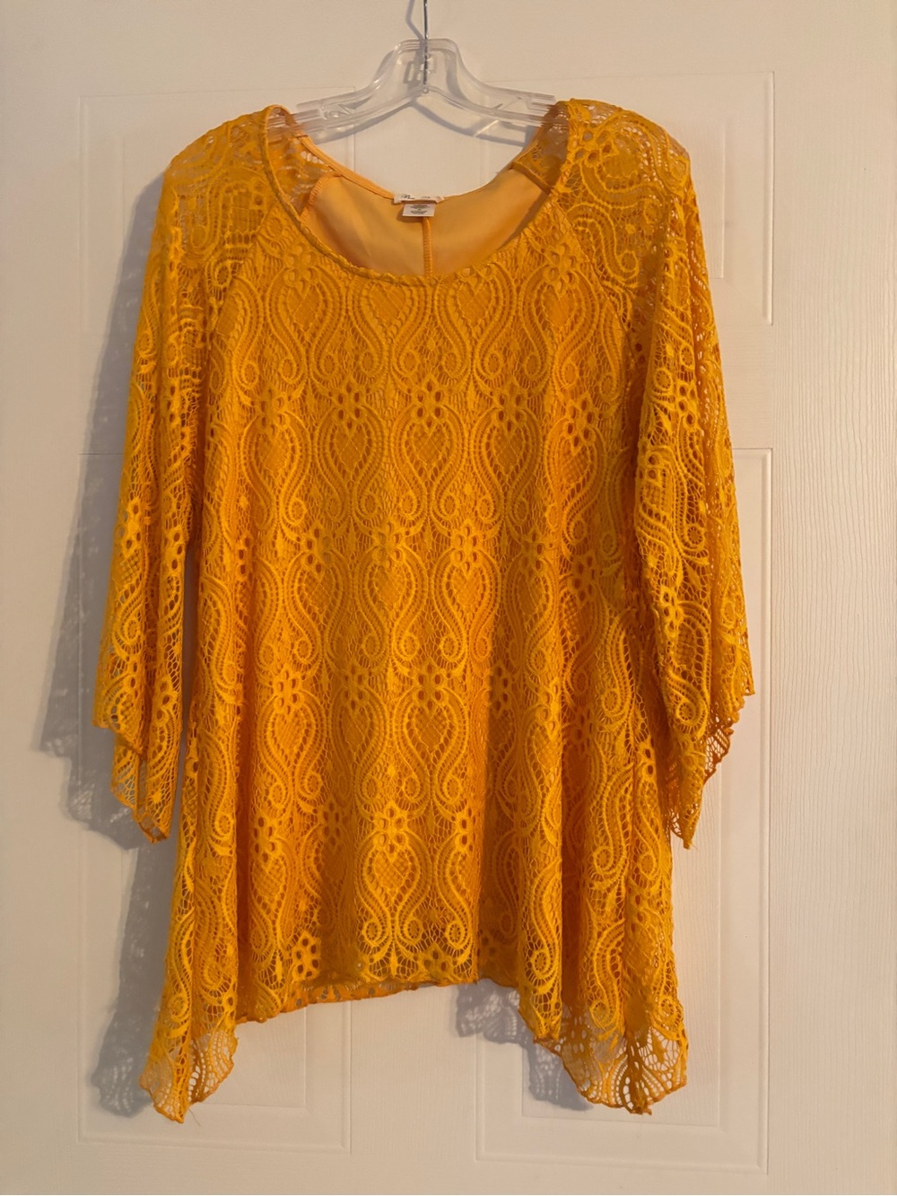 Women’s Lace Overlay Blouse - Mustard Yellow/Gold